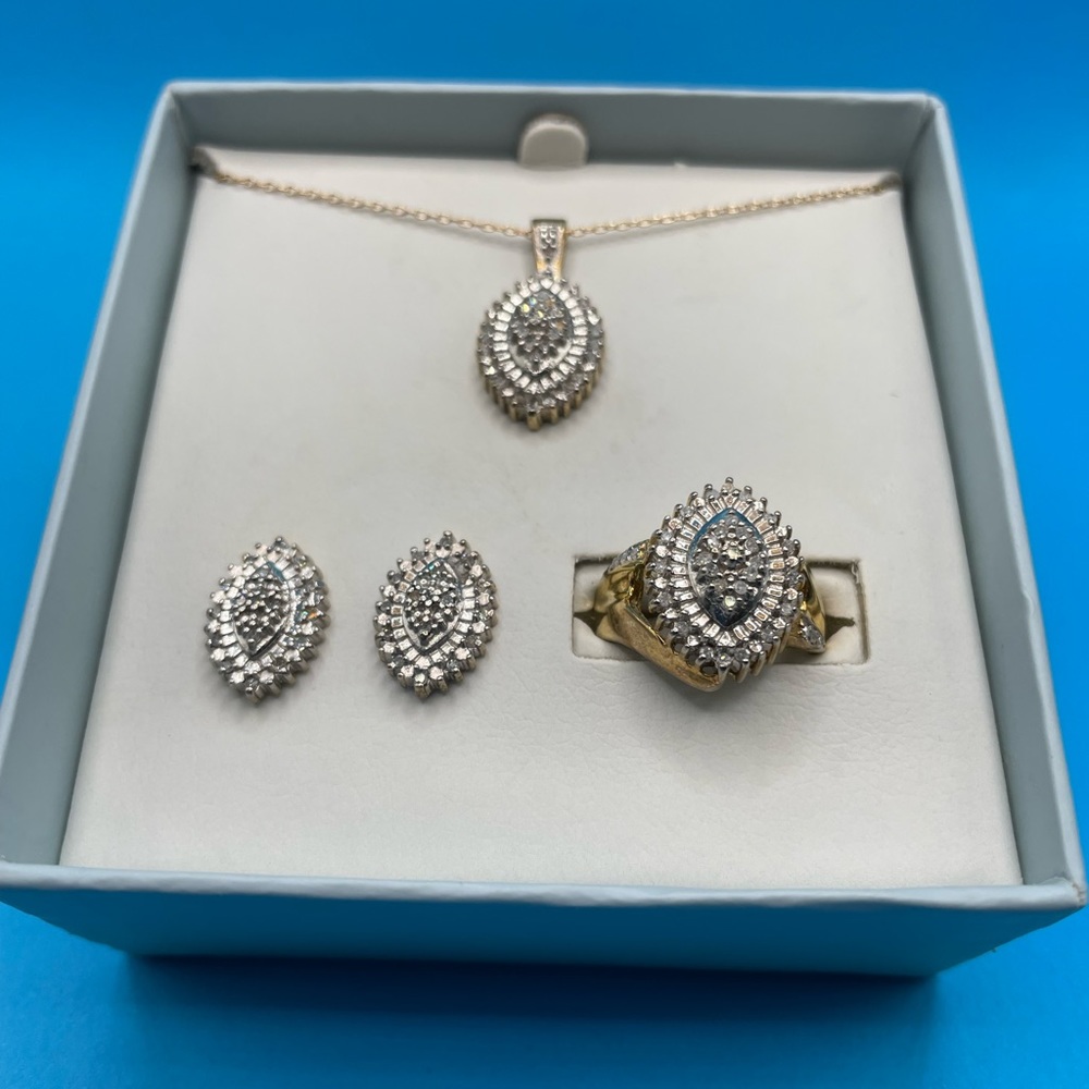 Beautiful 18K gold over Sterling Silver set with real diamonds